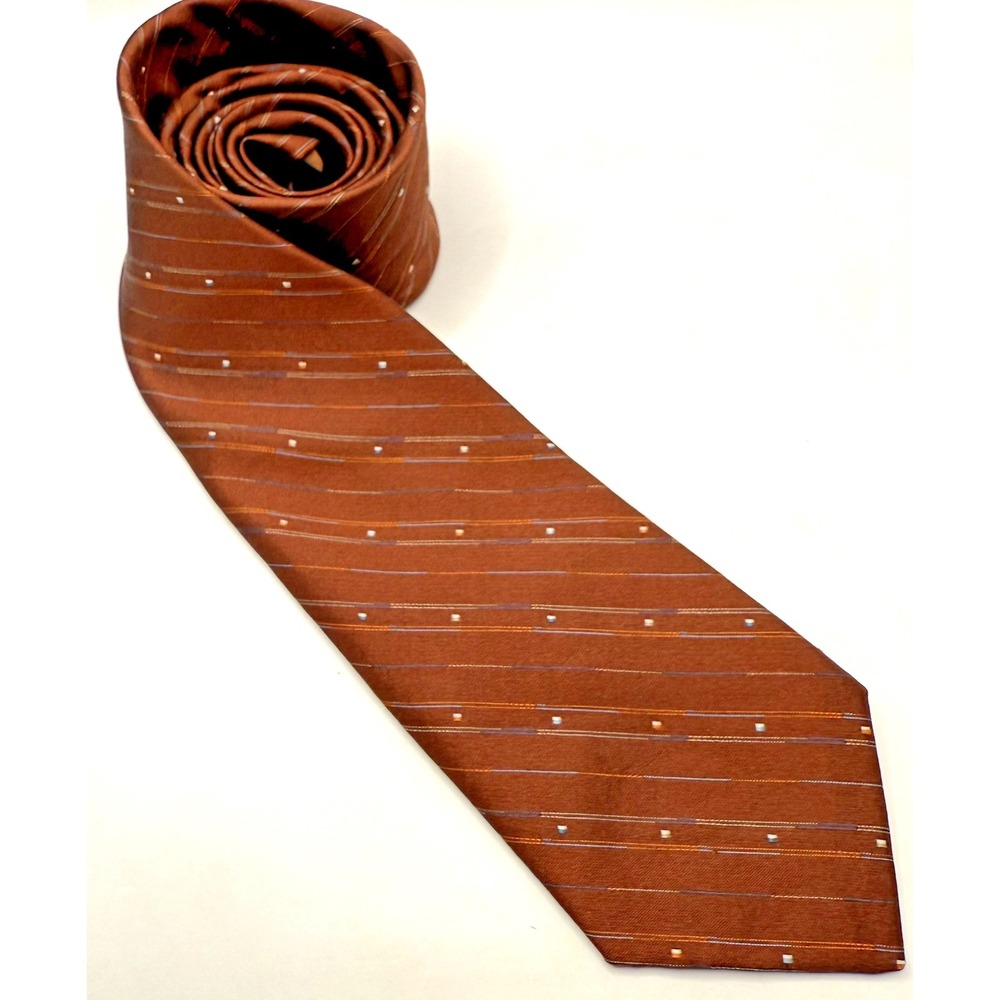 Vintage Andhurst Necktie Mens  Cannon Terracotta 100% Silk Tie 56" - Picture 4 of 4